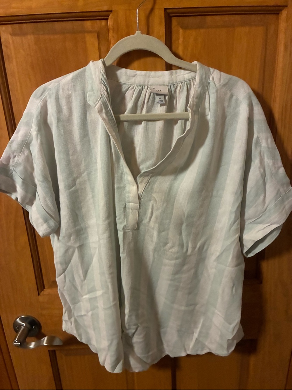 Light Blue Striped Short-Sleeve Shirt